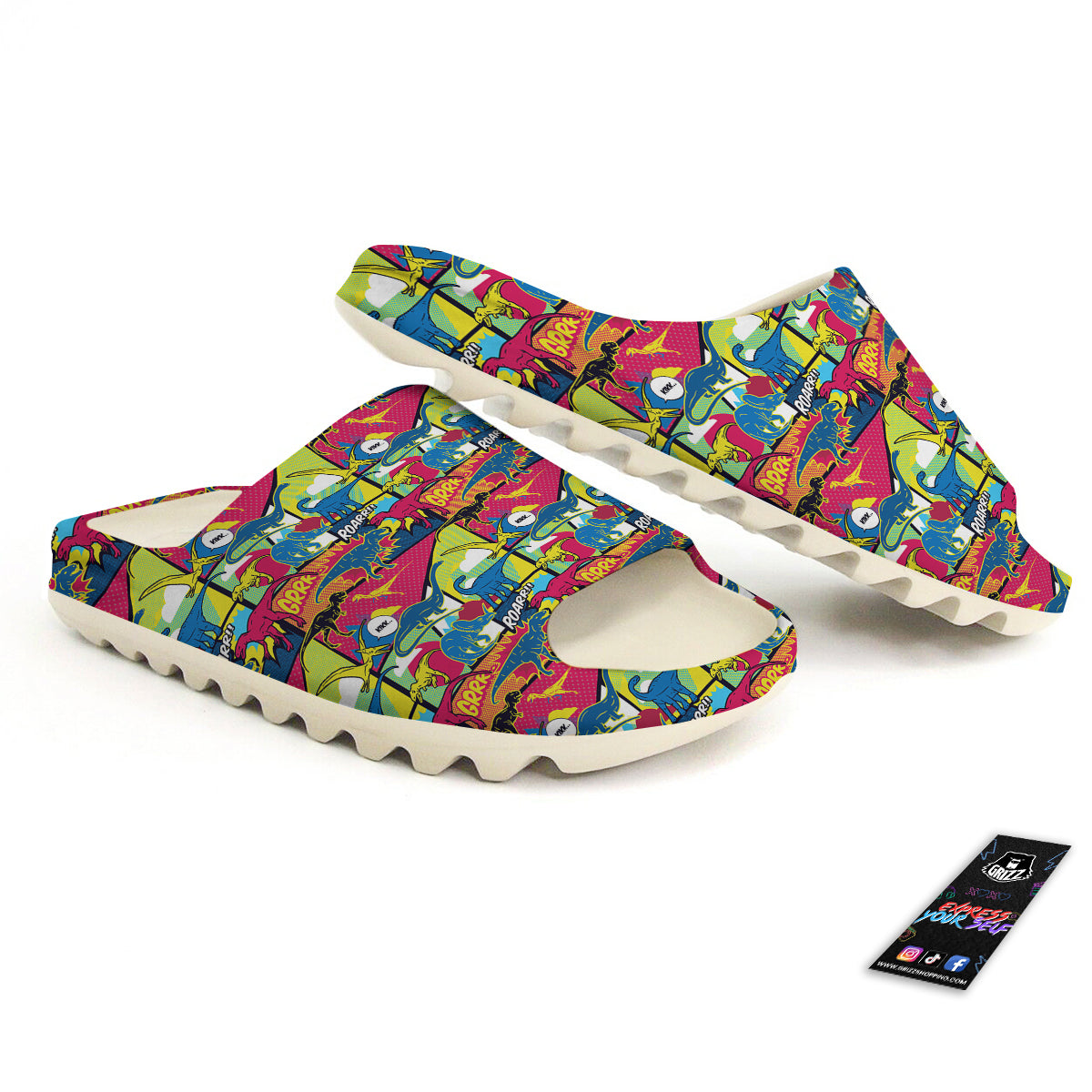 Dinosaurs Comic Print Pattern Sandals-grizzshop