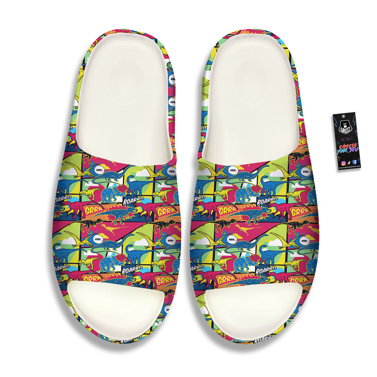 Dinosaurs Comic Print Pattern Sandals-grizzshop