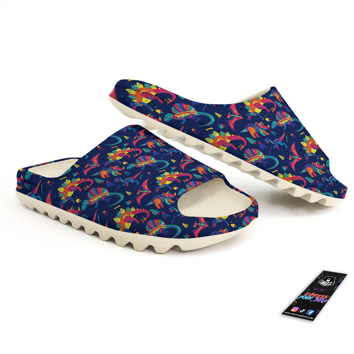 Dinosaurs Cute Colorful Print Pattern Sandals-grizzshop