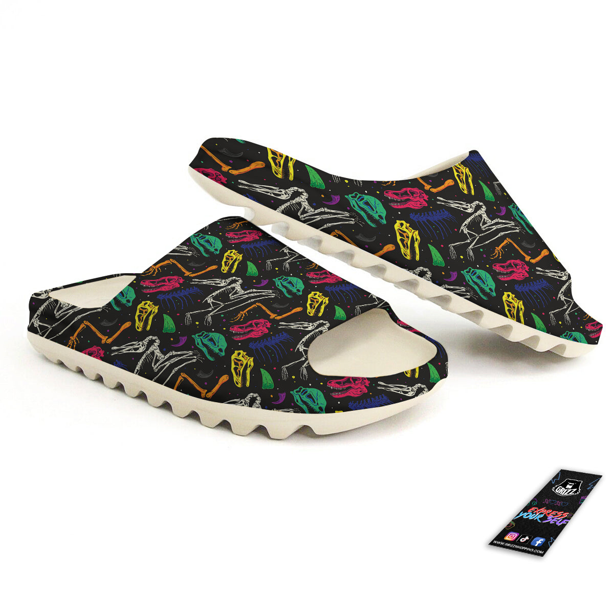 Dinosaurs Fossil Colorful Print Pattern Sandals-grizzshop