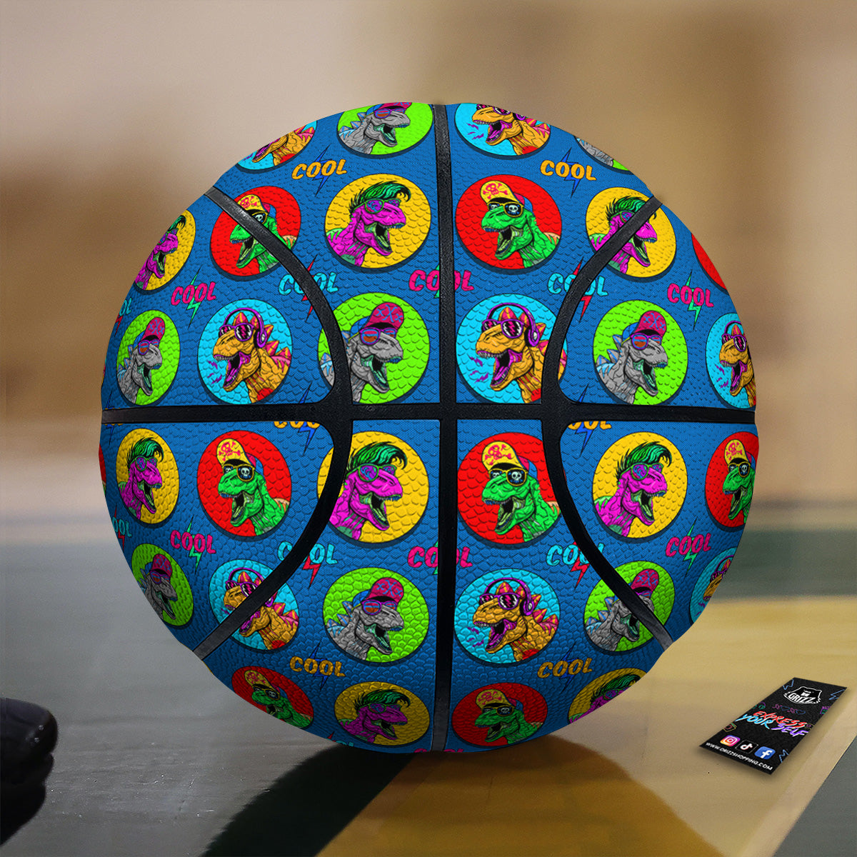 Dinosaurs Pop Art Print Pattern Basketball