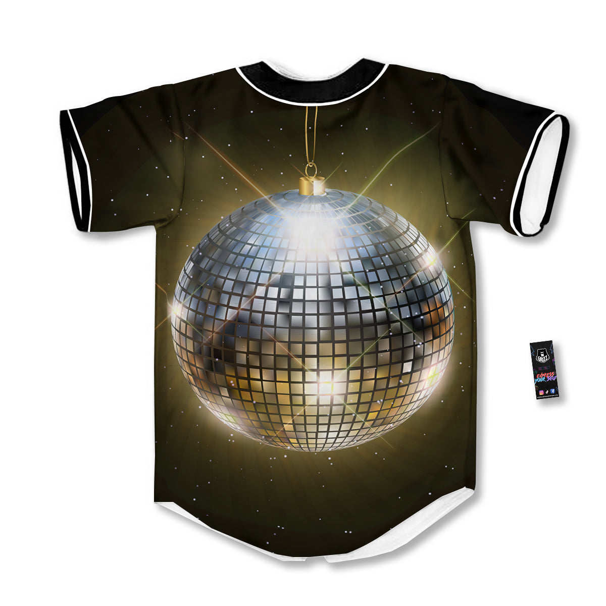 Disco Ball In Night Party Print Baseball Jersey-grizzshop