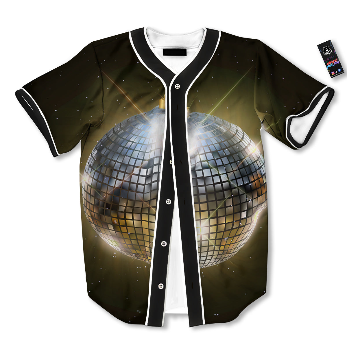 Disco Ball In Night Party Print Baseball Jersey-grizzshop