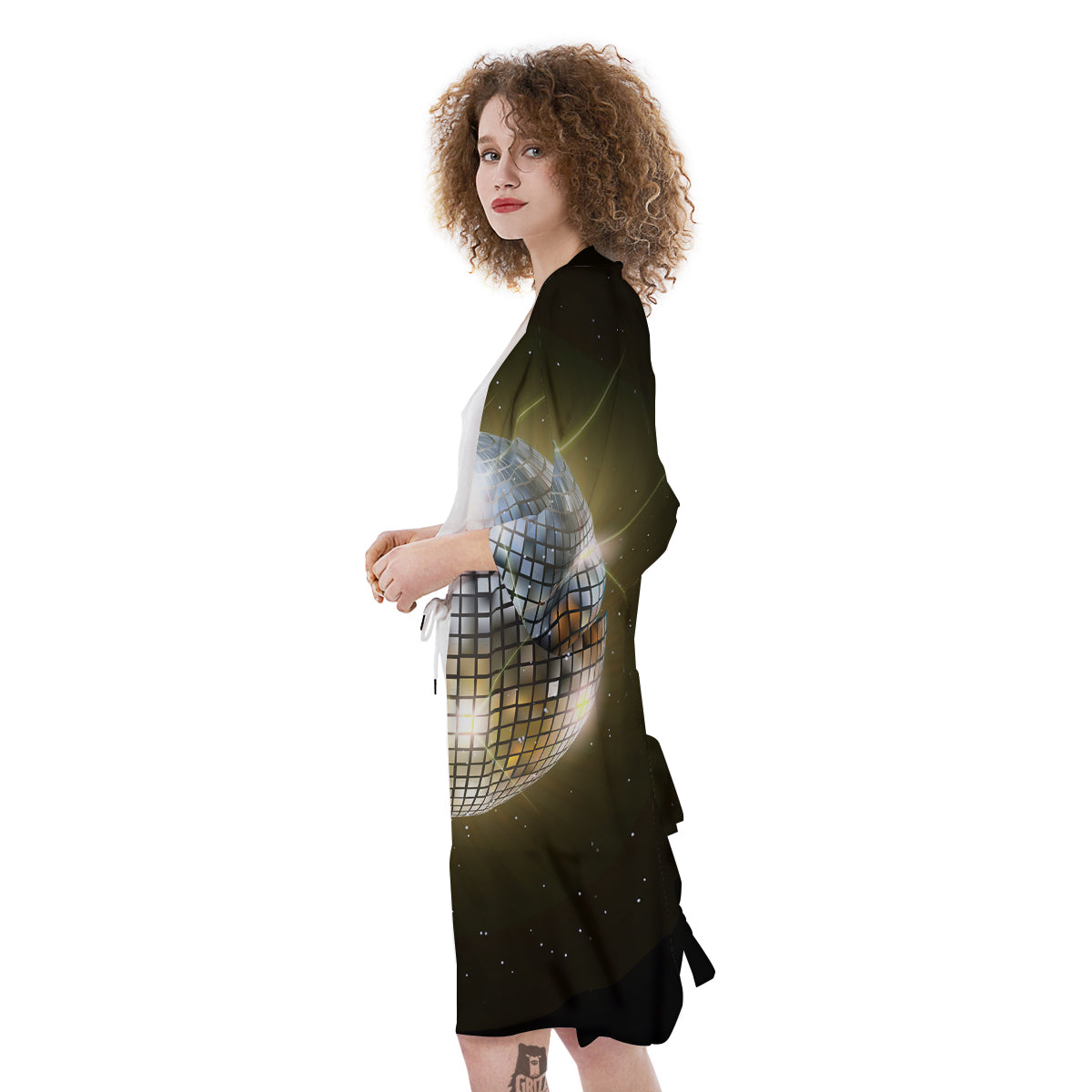 Disco Ball In Night Party Print Kimono-grizzshop