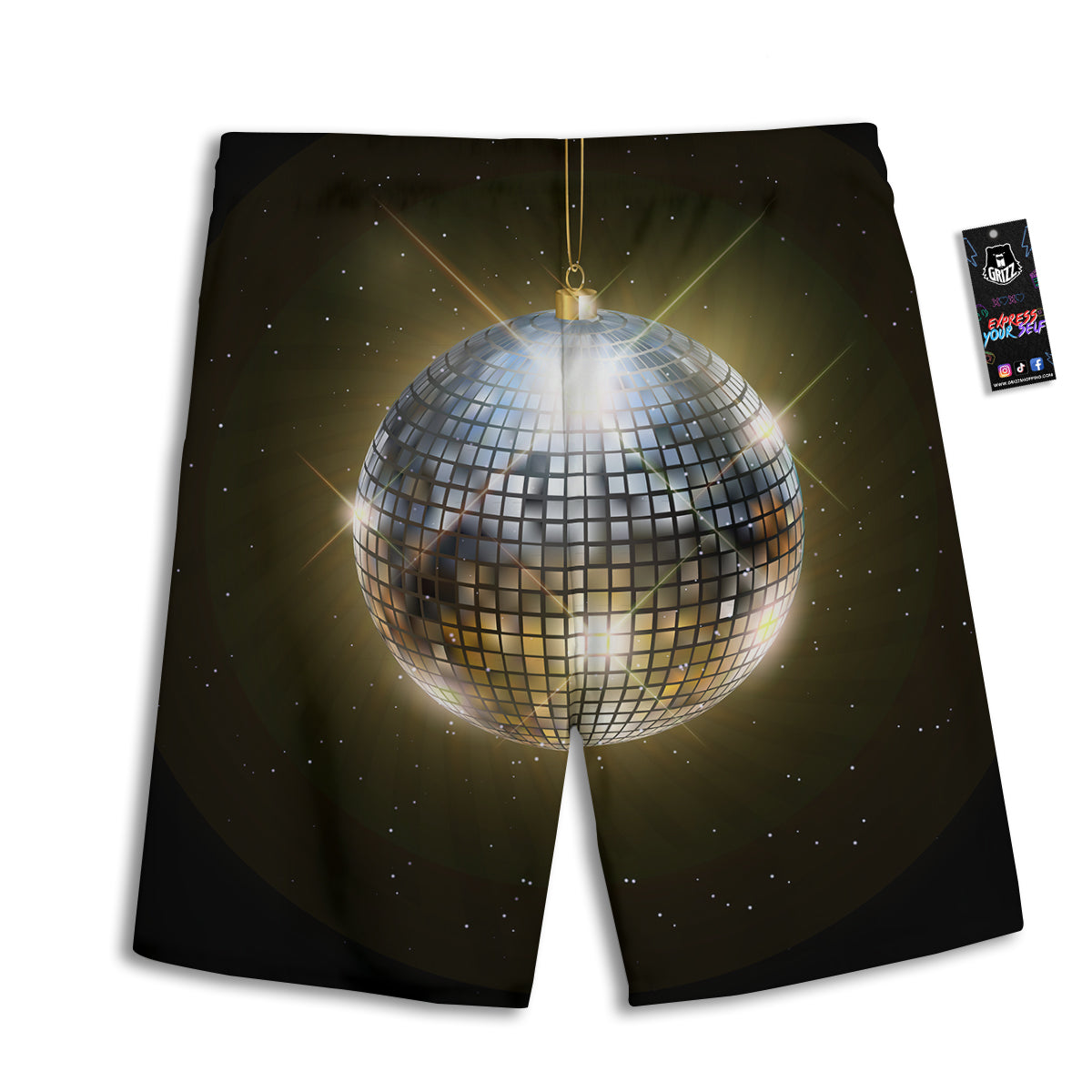Disco Ball In Night Party Print Men's Athletic Shorts