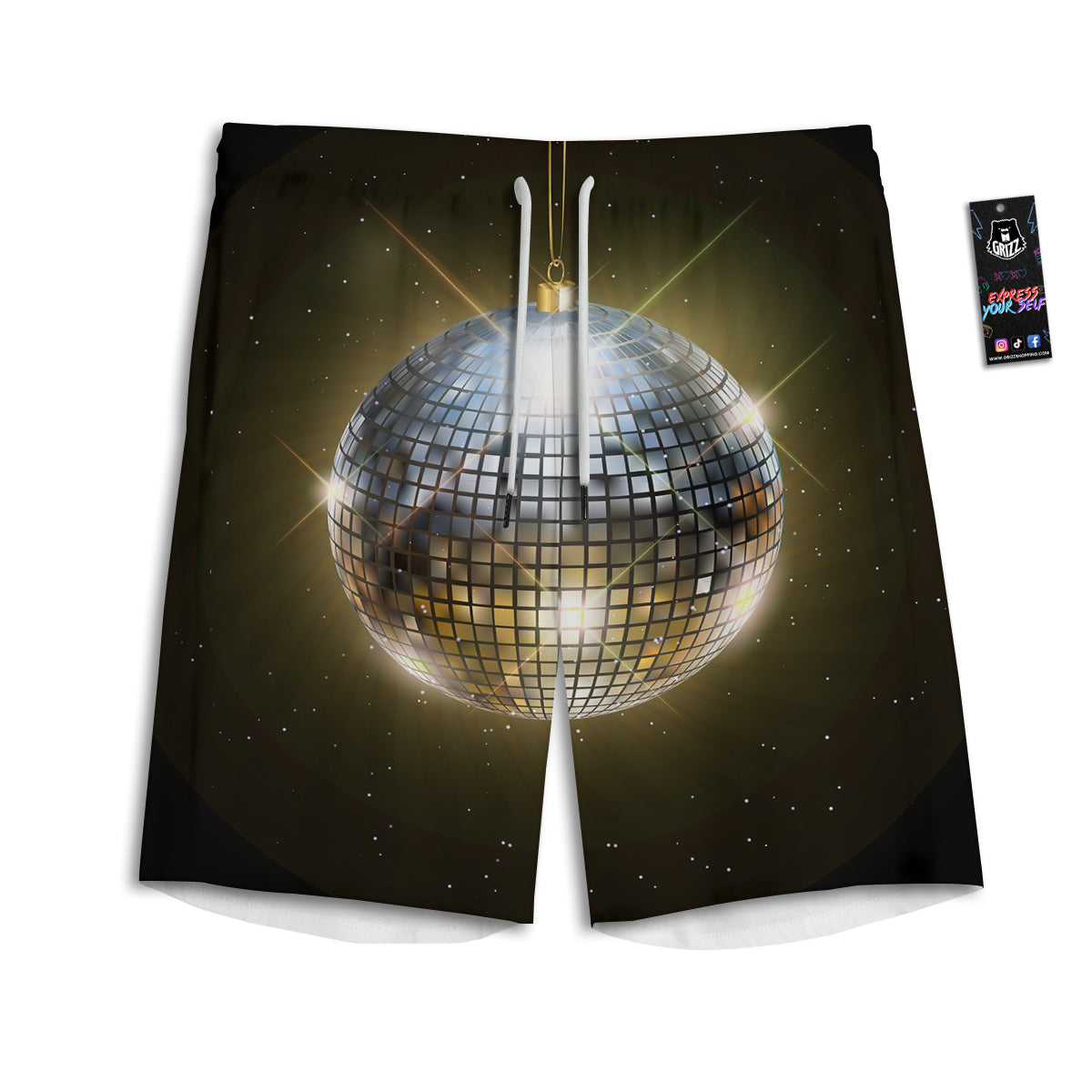 Disco Ball In Night Party Print Men's Athletic Shorts