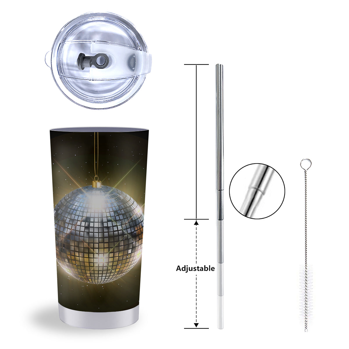 Disco Ball In Night Party Print Tumbler-grizzshop