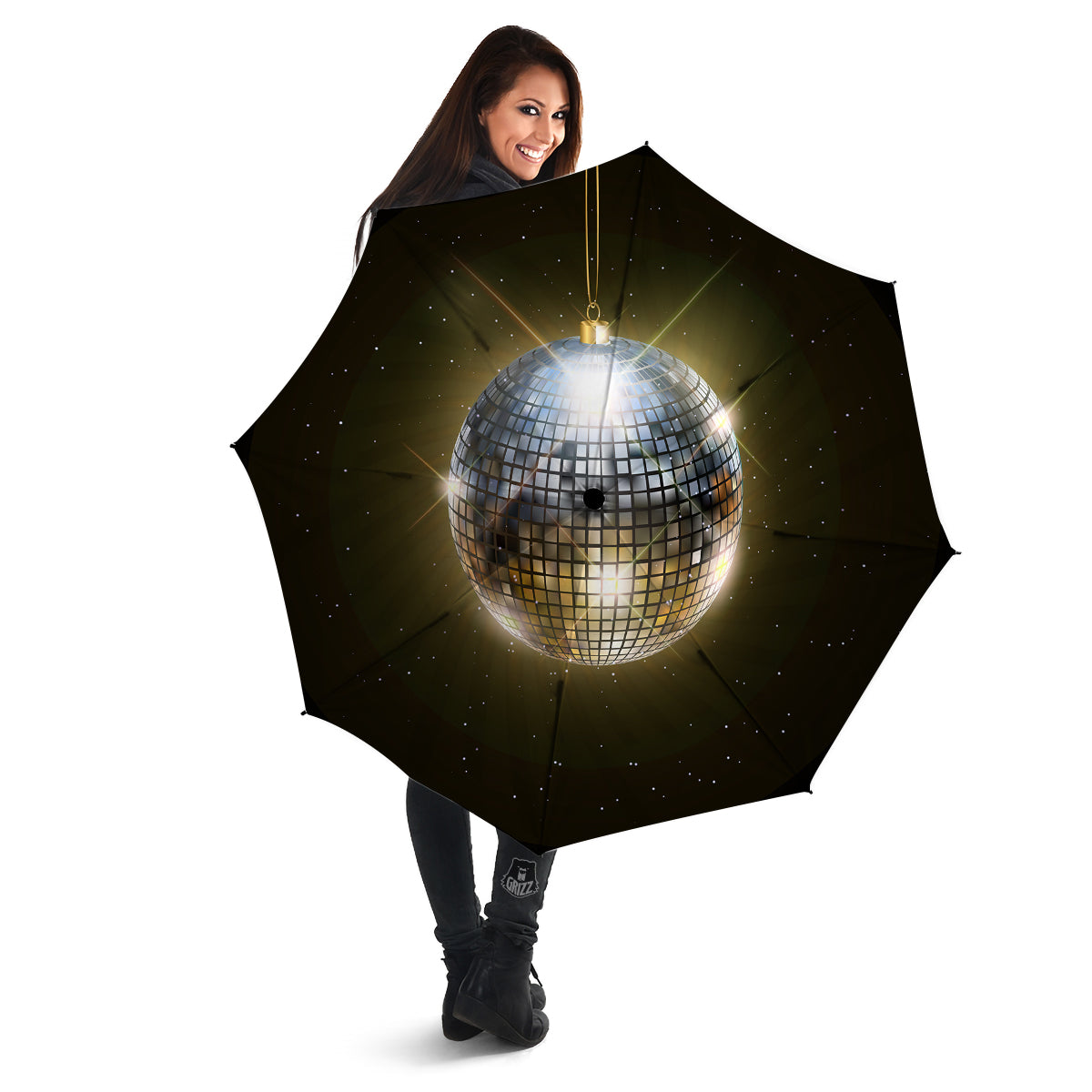 Disco Ball In Night Party Print Umbrella-grizzshop