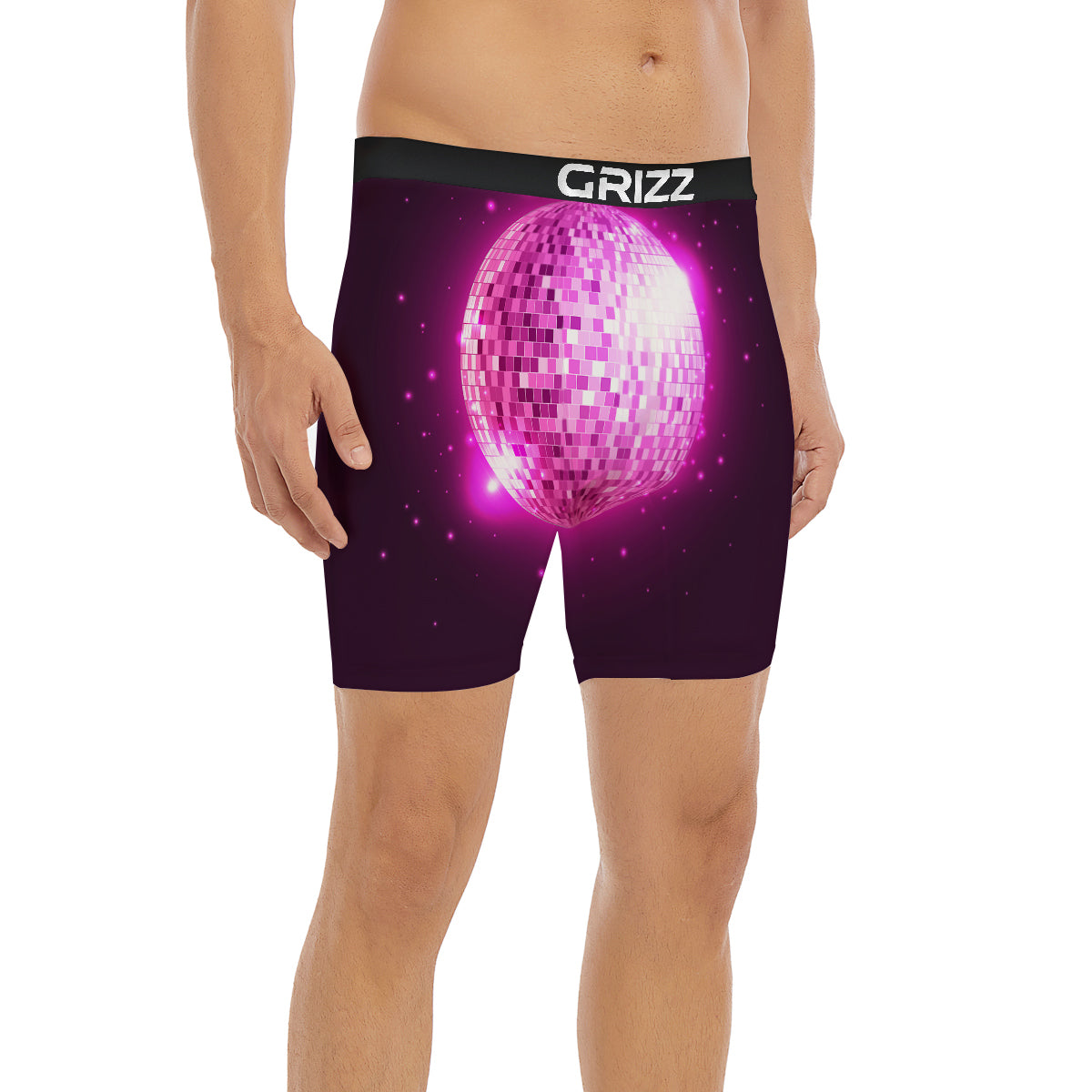 Disco Ball Light Pink Print Boxer Briefs-grizzshop