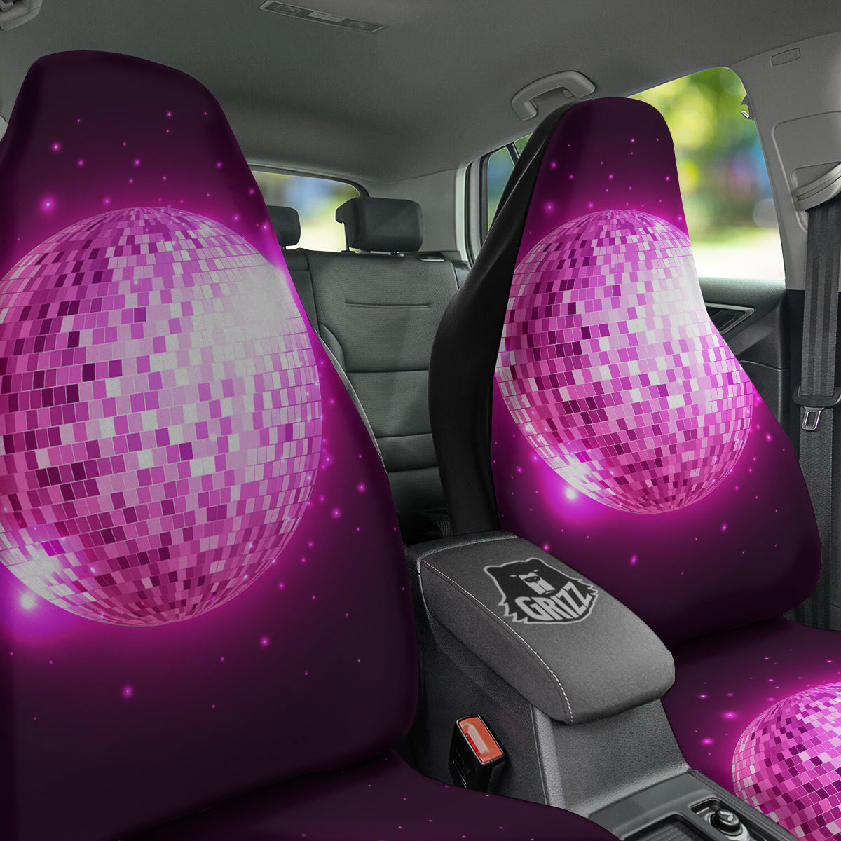 Disco Ball Light Pink Print Car Seat Covers-grizzshop