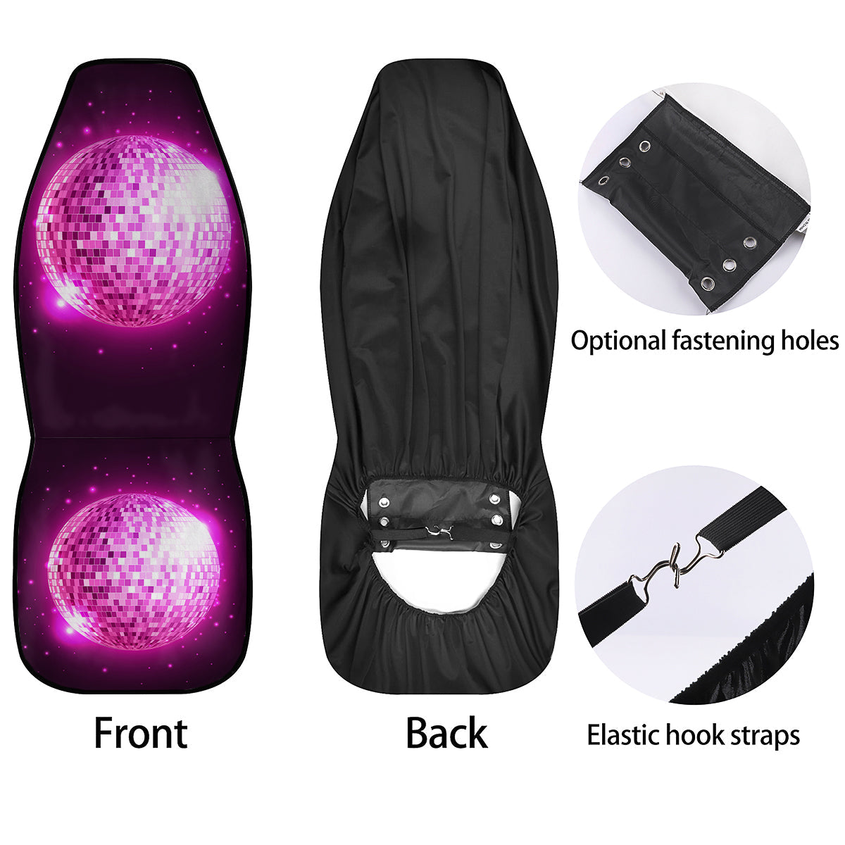 Disco Ball Light Pink Print Car Seat Covers-grizzshop