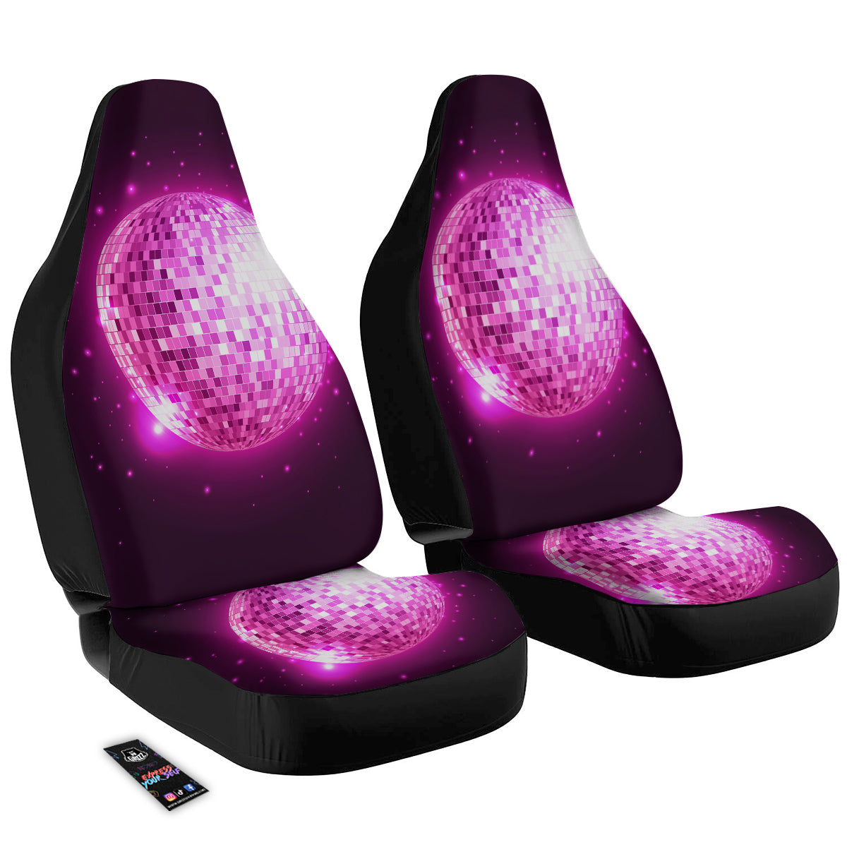 Disco Ball Light Pink Print Car Seat Covers-grizzshop