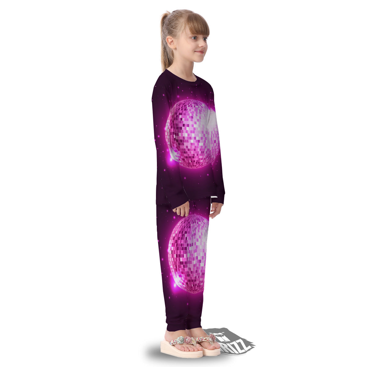 Disco Ball Light Pink Print Kid's Pajamas-grizzshop