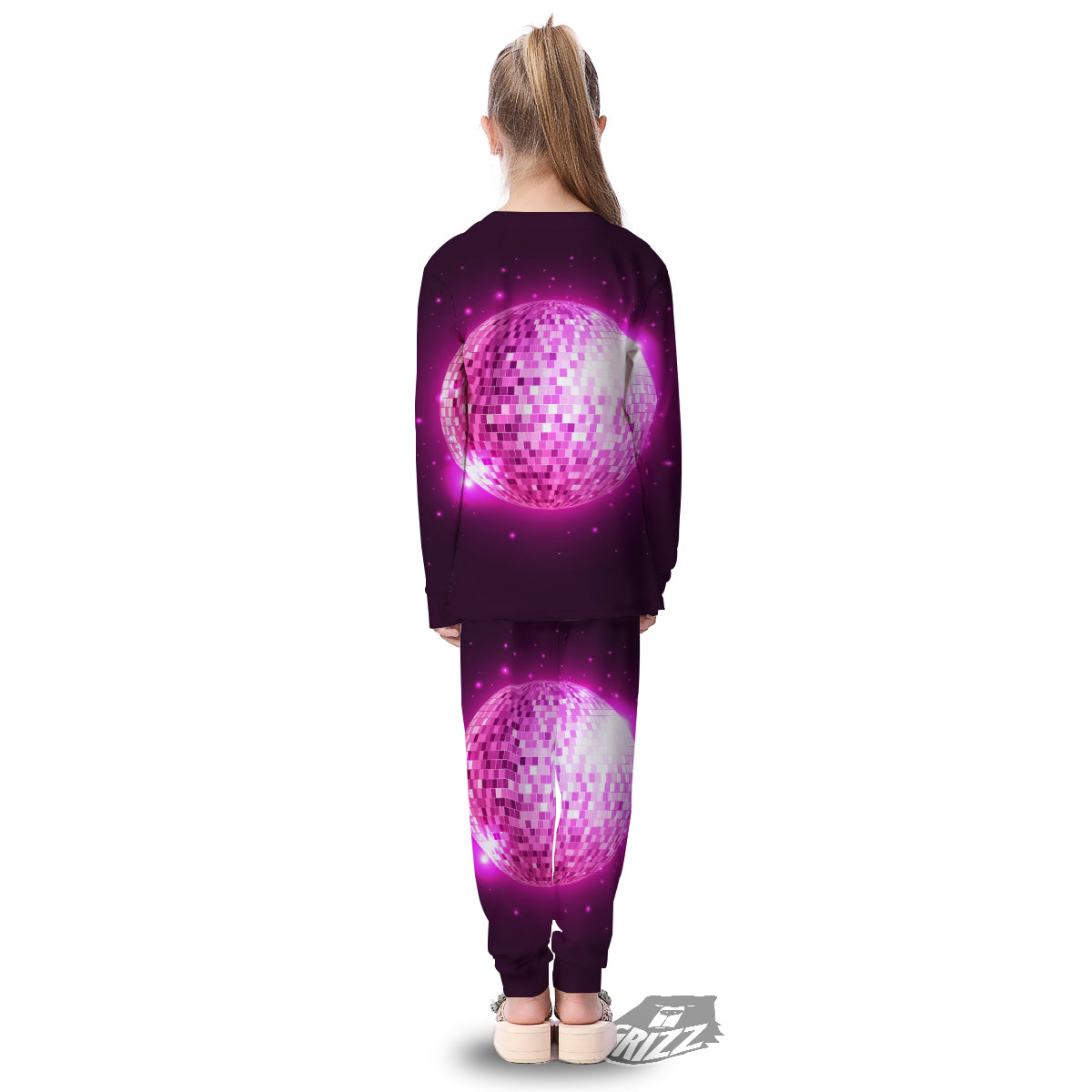 Disco Ball Light Pink Print Kid's Pajamas-grizzshop