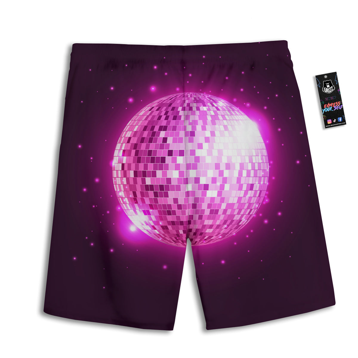 Disco Ball Light Pink Print Men's Athletic Shorts