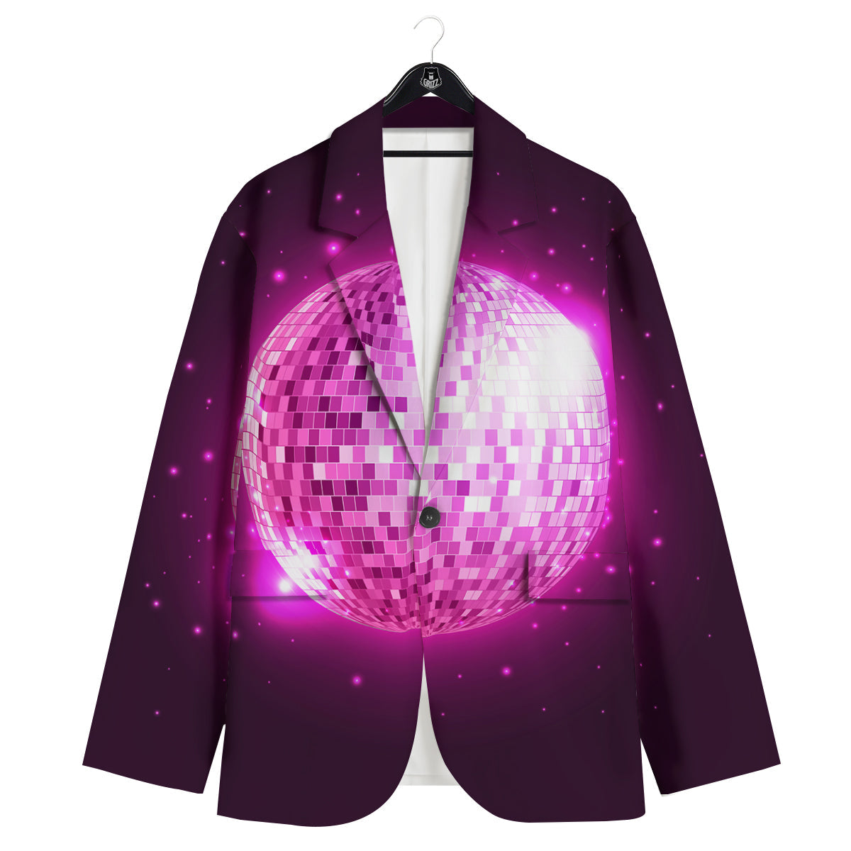 Disco Ball Light Pink Print Men's Sport Coat-grizzshop
