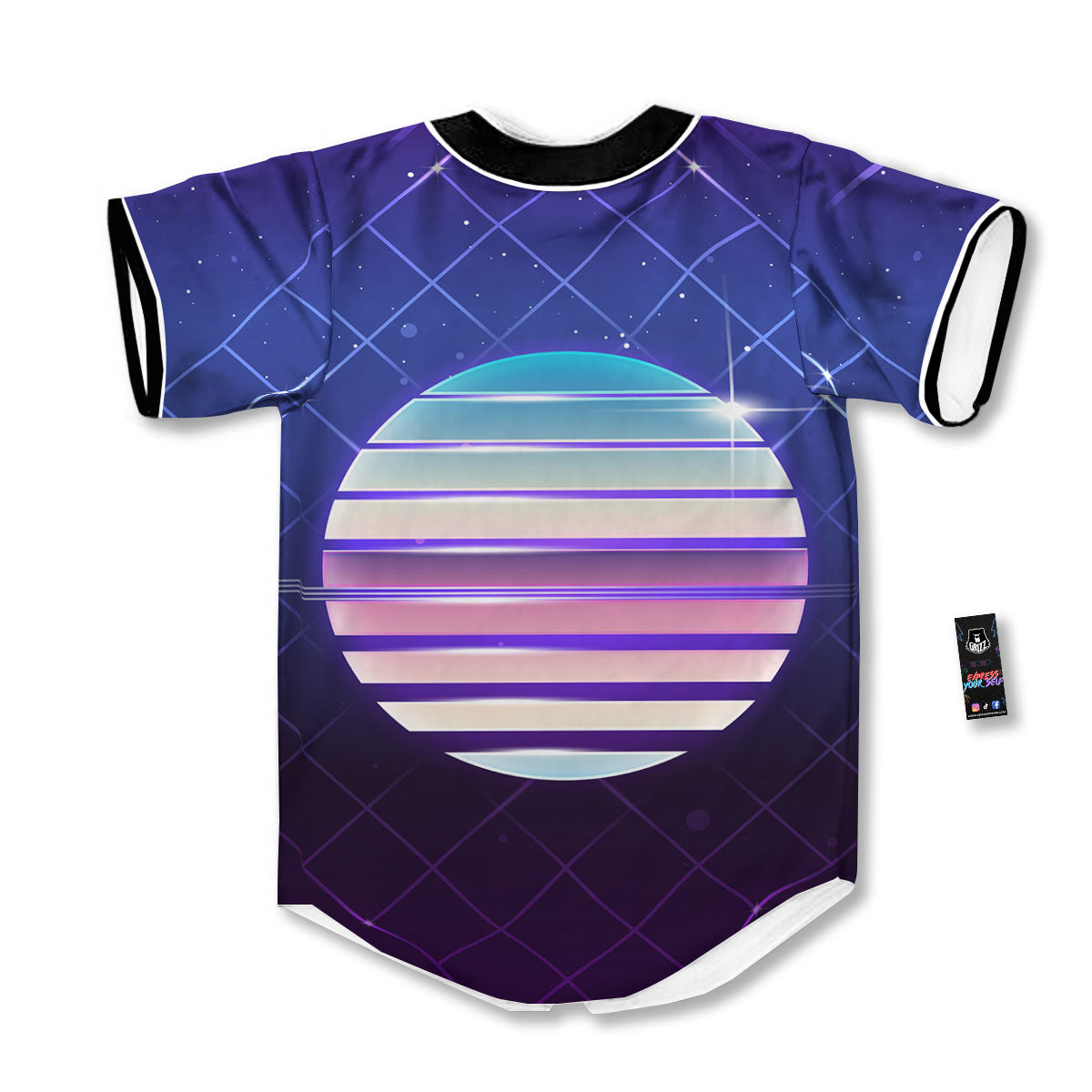 Disco Ball Purple Light Print Baseball Jersey-grizzshop