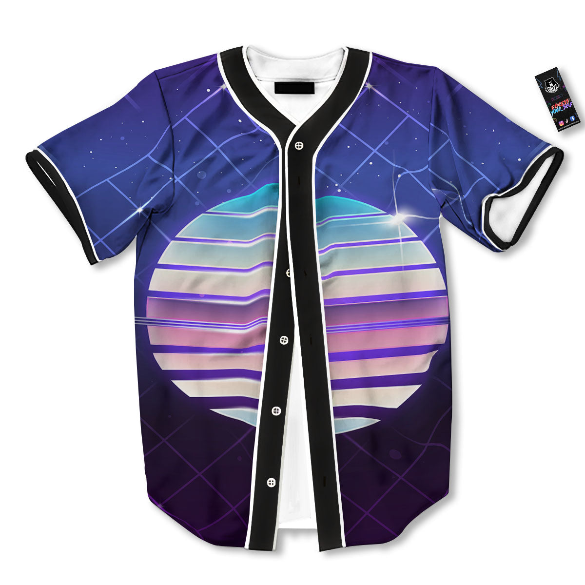 Disco Ball Purple Light Print Baseball Jersey-grizzshop