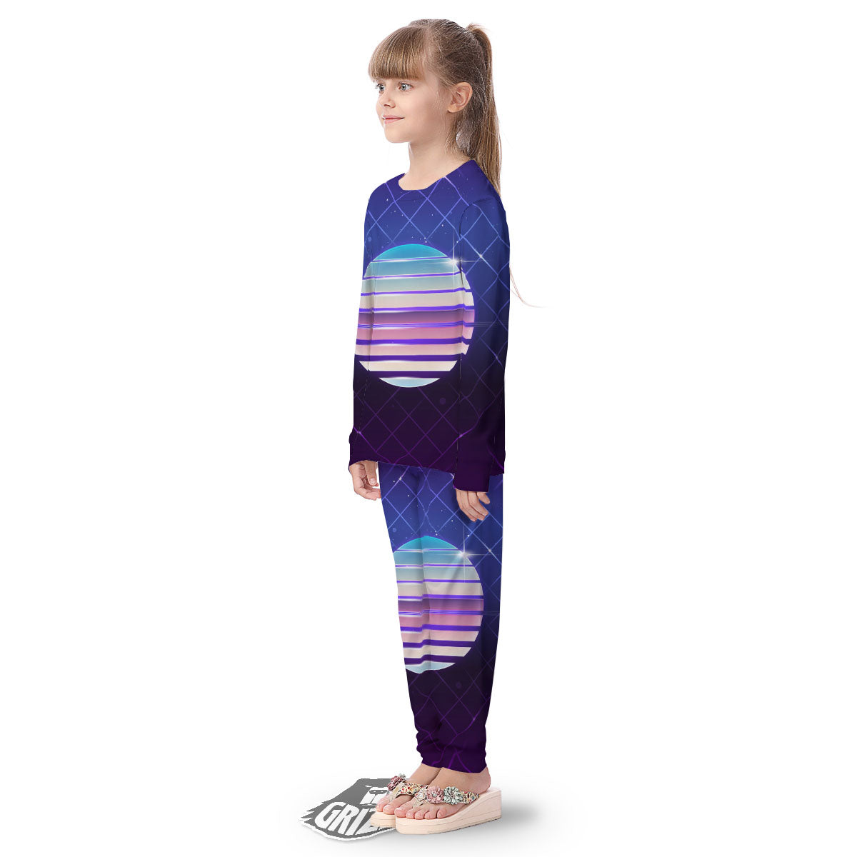 Disco Ball Purple Light Print Kid's Pajamas-grizzshop