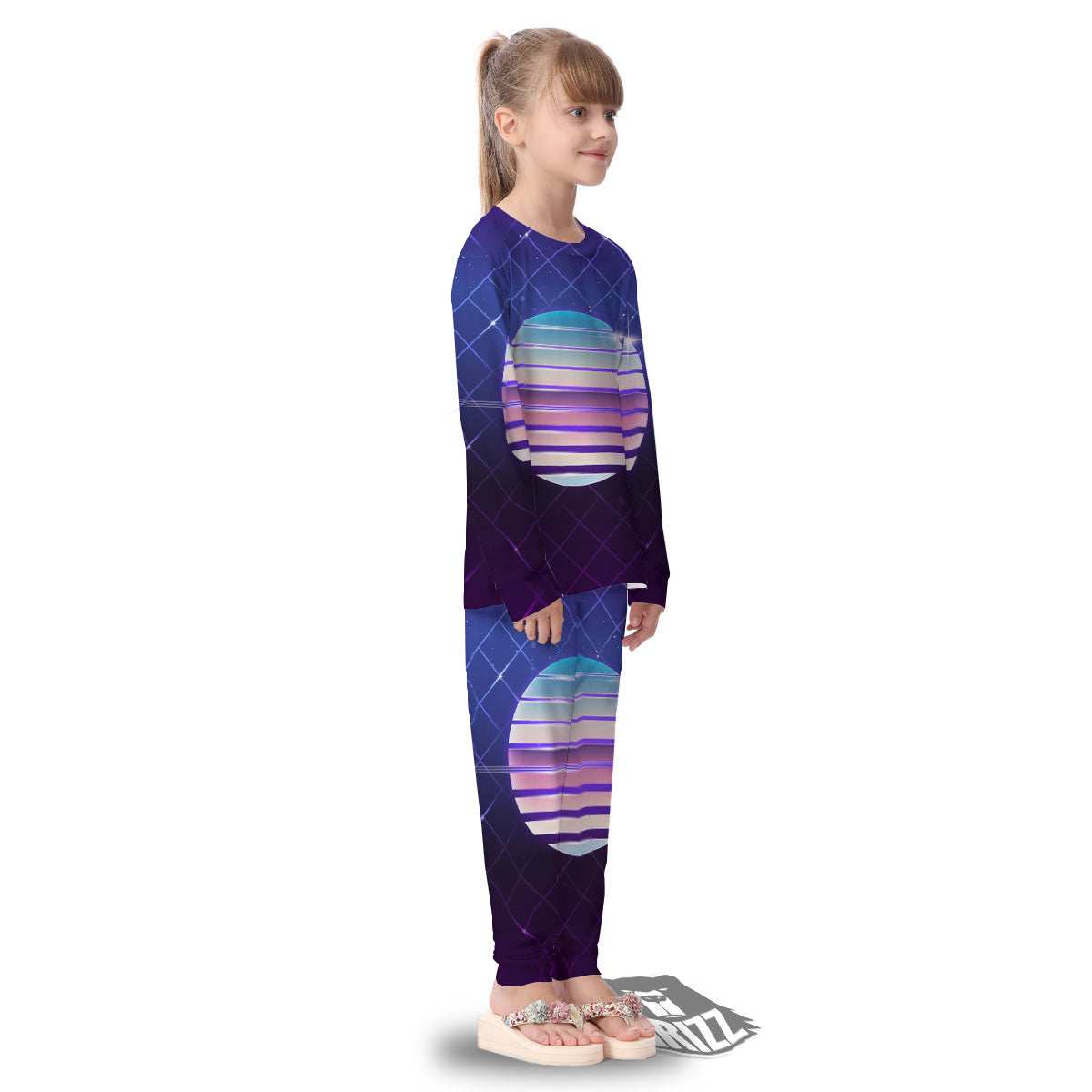 Disco Ball Purple Light Print Kid's Pajamas-grizzshop