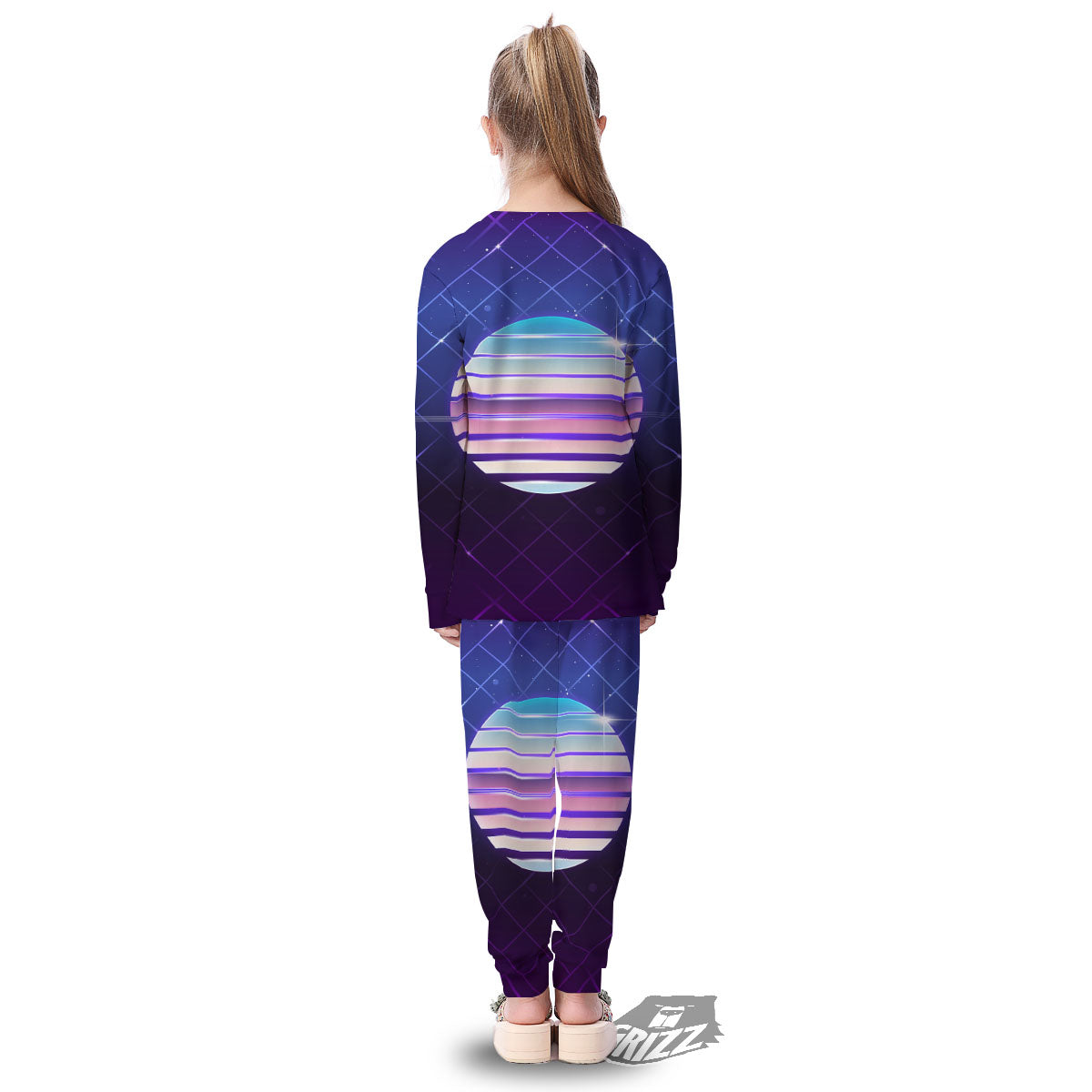 Disco Ball Purple Light Print Kid's Pajamas-grizzshop