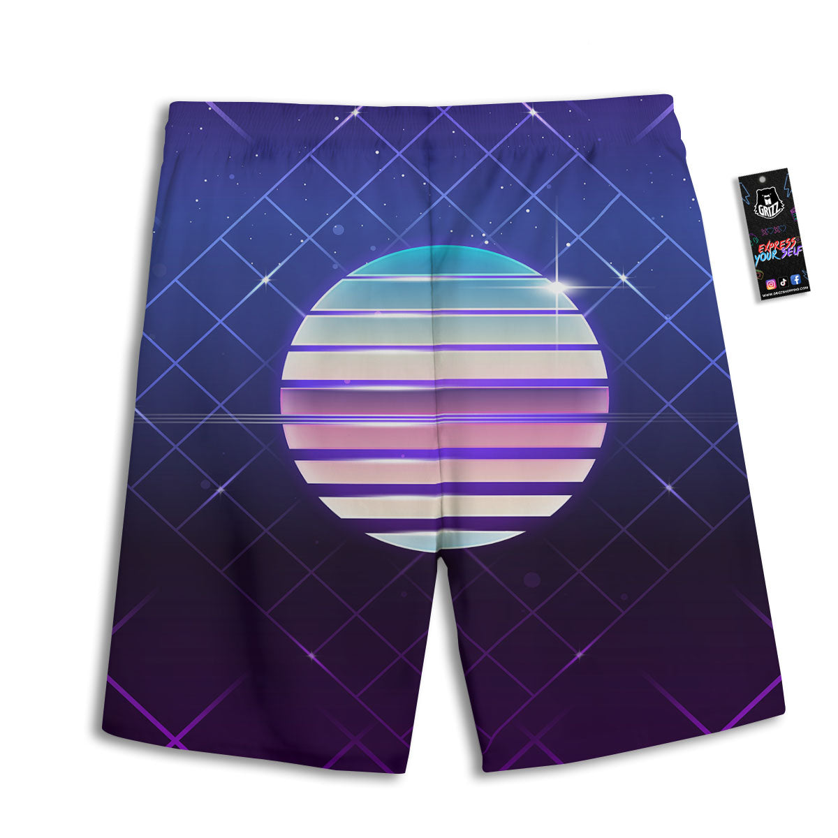 Disco Ball Purple Light Print Men's Athletic Shorts