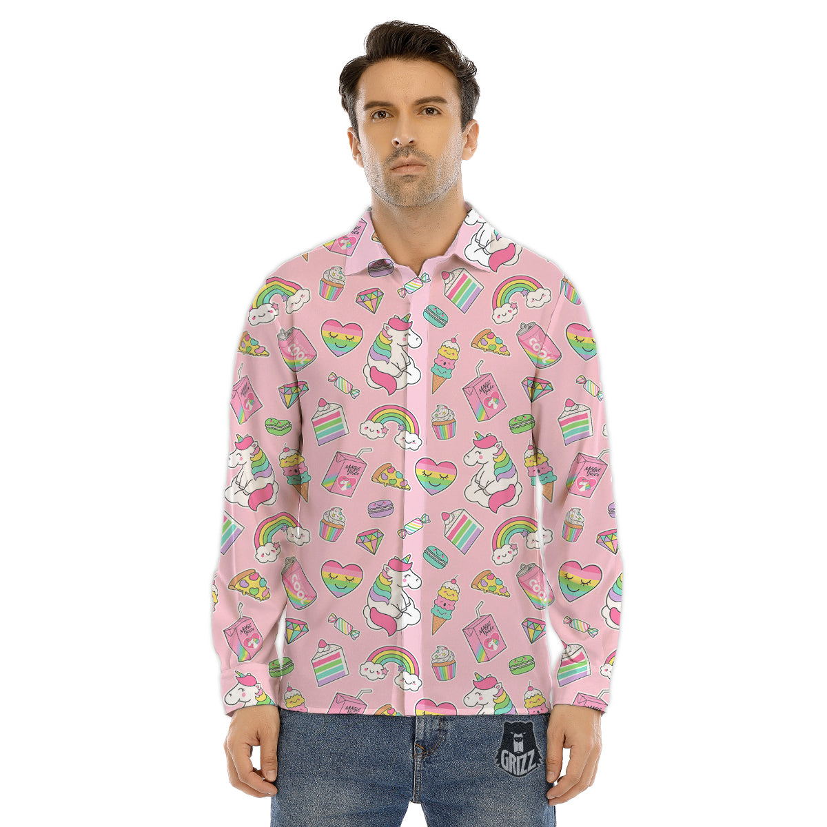Disco Ball Purple Light Print Men's Dress Shirts-grizzshop