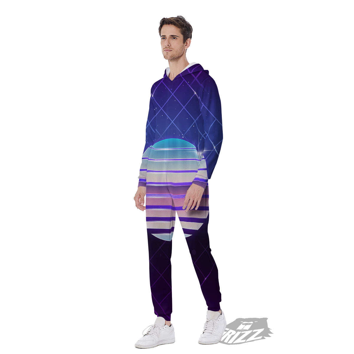 Disco Ball Purple Light Print Men's Jumpsuit-grizzshop