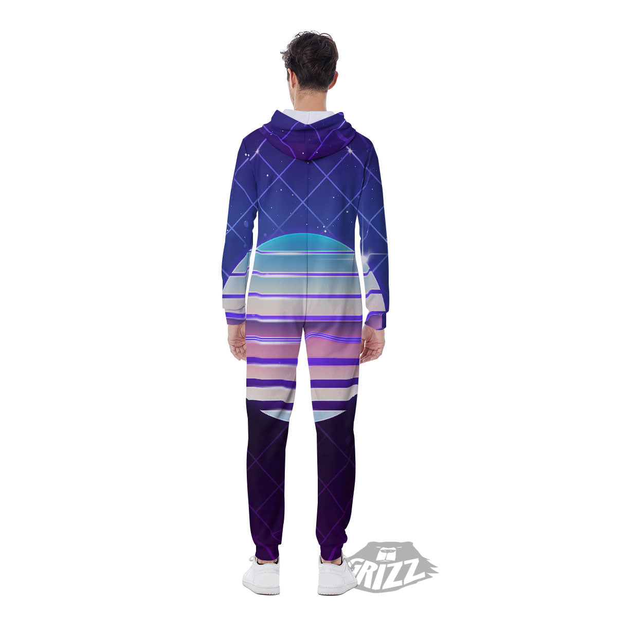 Disco Ball Purple Light Print Men's Jumpsuit-grizzshop