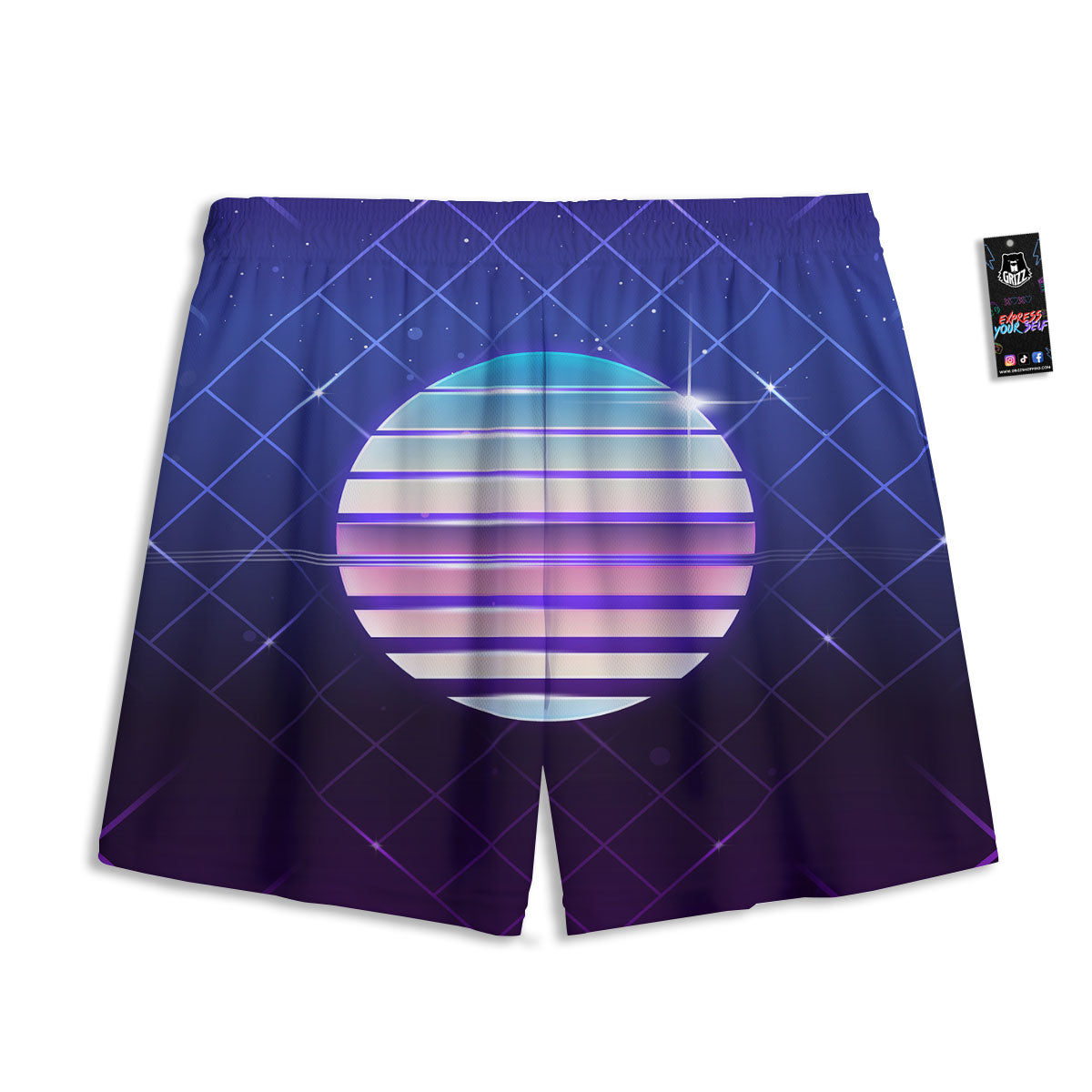 Disco Ball Purple Light Print Mesh Shorts