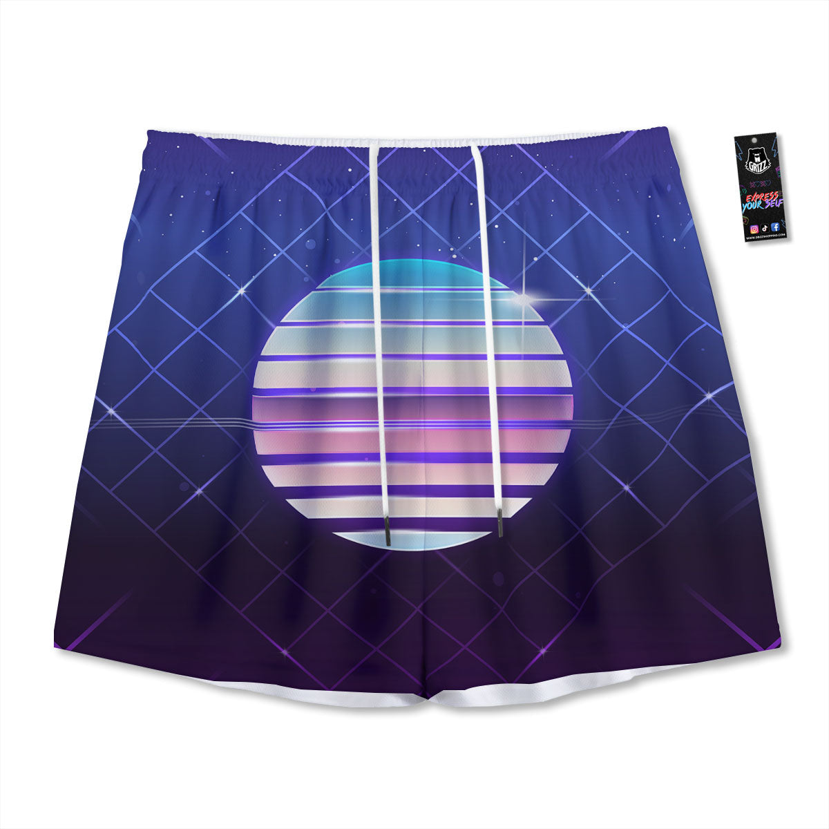 Disco Ball Purple Light Print Mesh Shorts