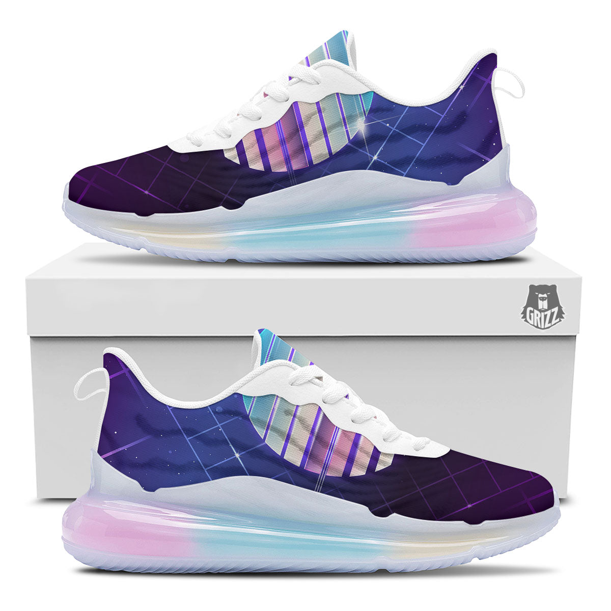 Disco Ball Purple Light Print Running Sneakers-grizzshop