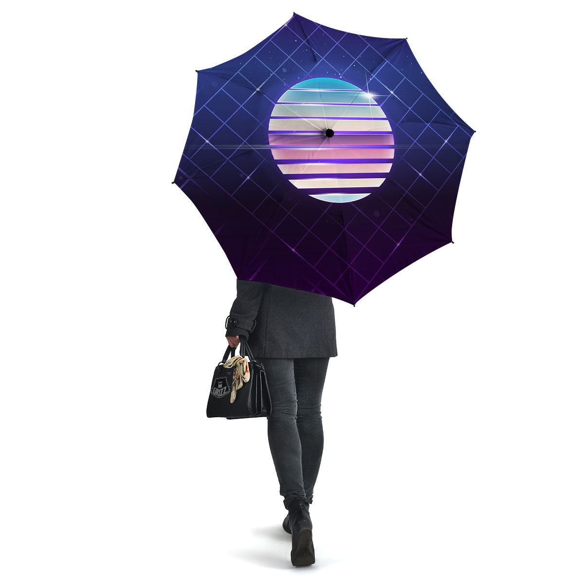 Disco Ball Purple Light Print Umbrella-grizzshop