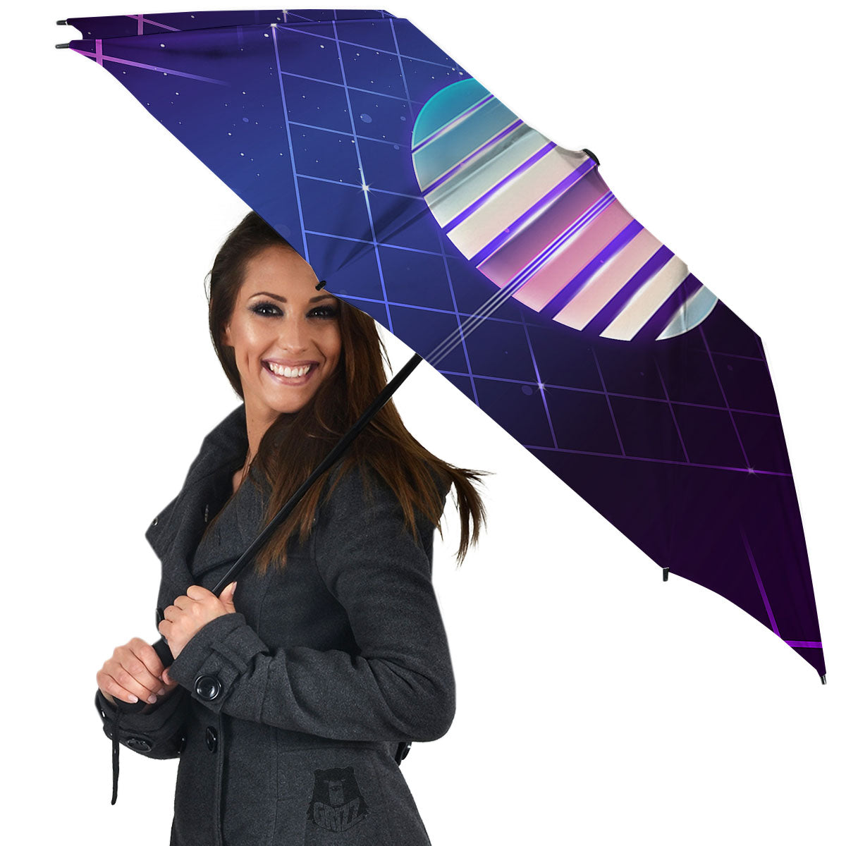 Disco Ball Purple Light Print Umbrella-grizzshop