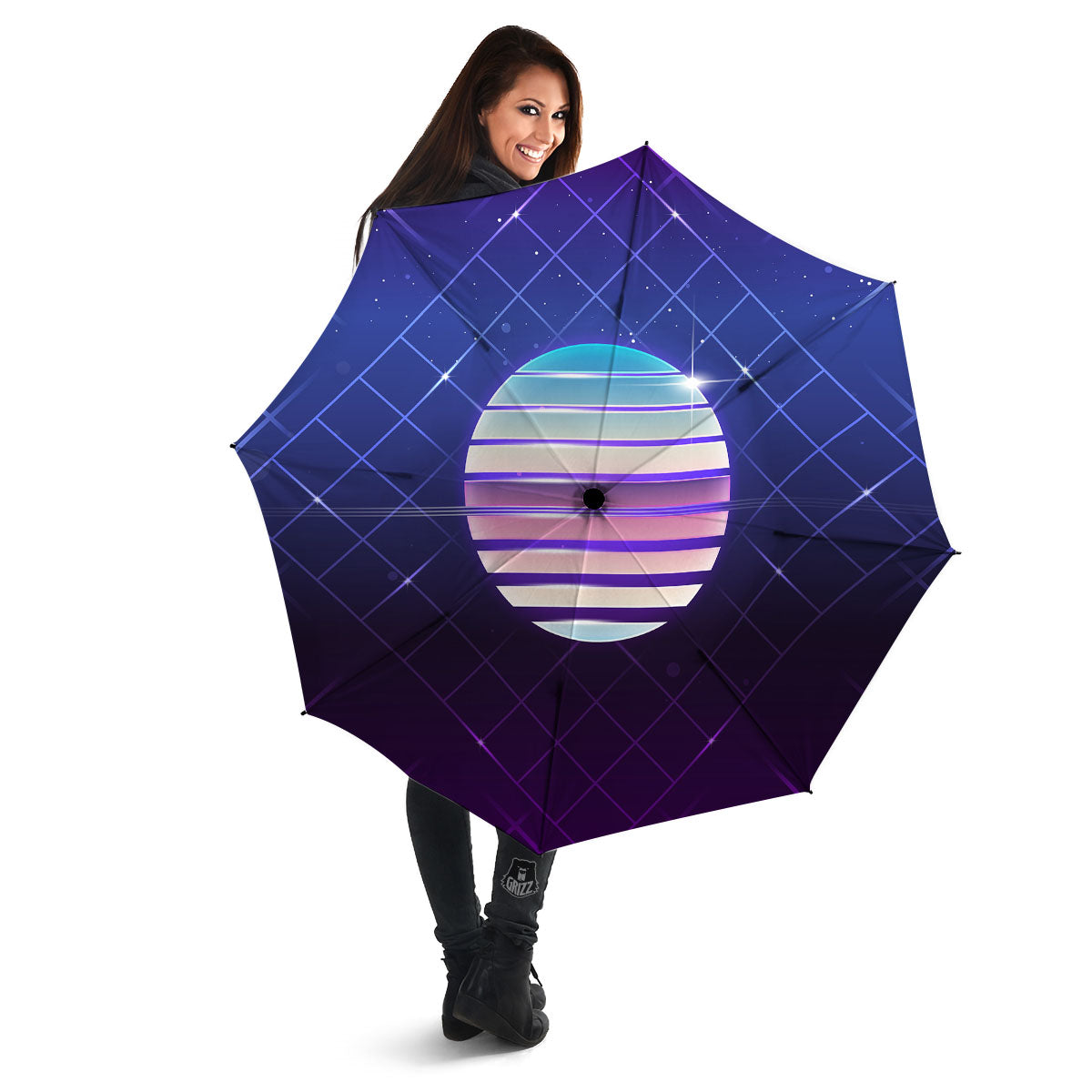 Disco Ball Purple Light Print Umbrella-grizzshop