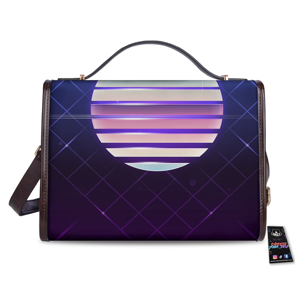 Disco Ball Purple Light Print Women's Satchel Bag-grizzshop
