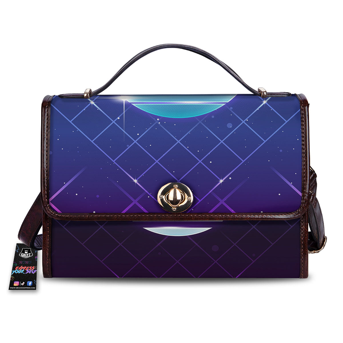 Disco Ball Purple Light Print Women's Satchel Bag-grizzshop