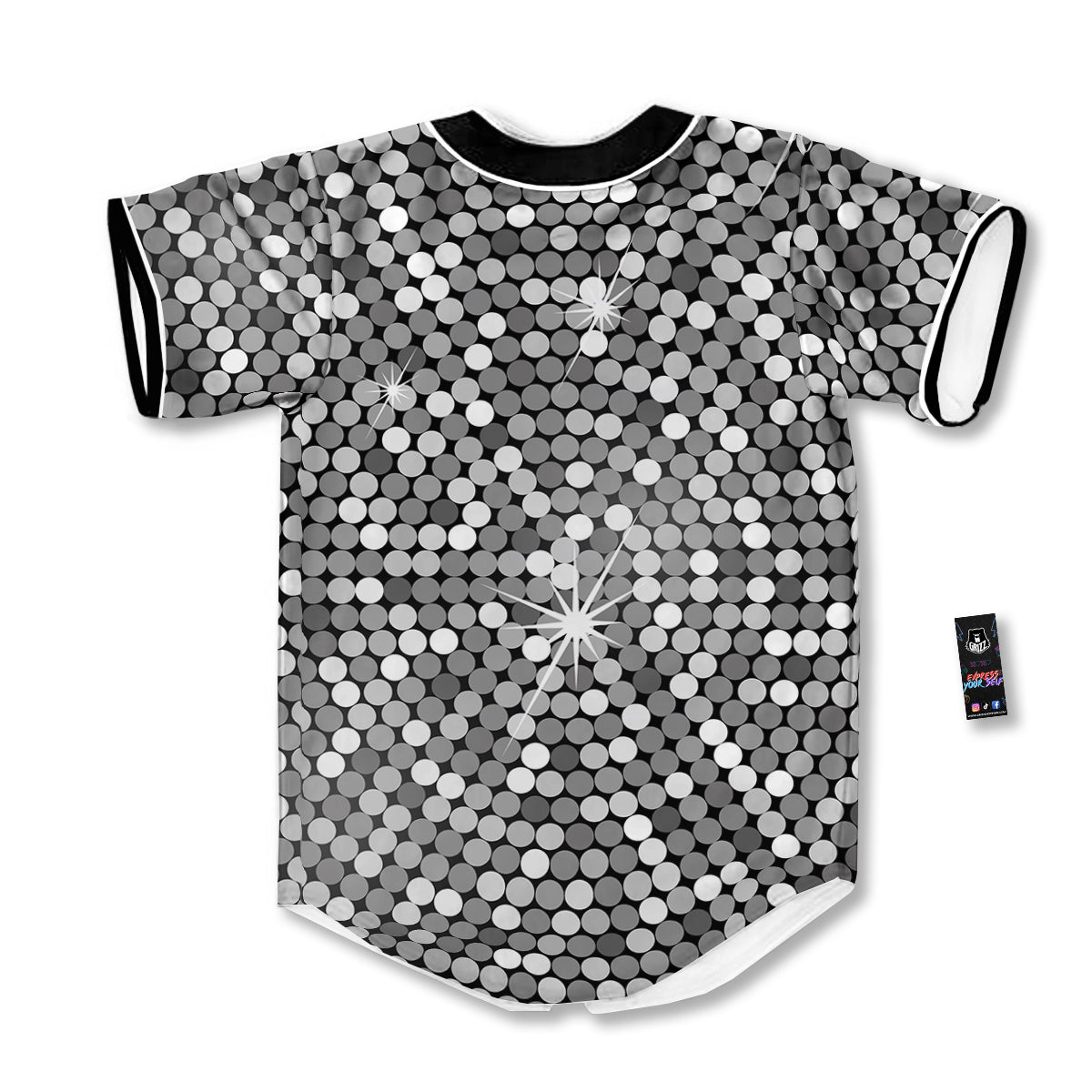 Disco Ball Texture Print Baseball Jersey-grizzshop