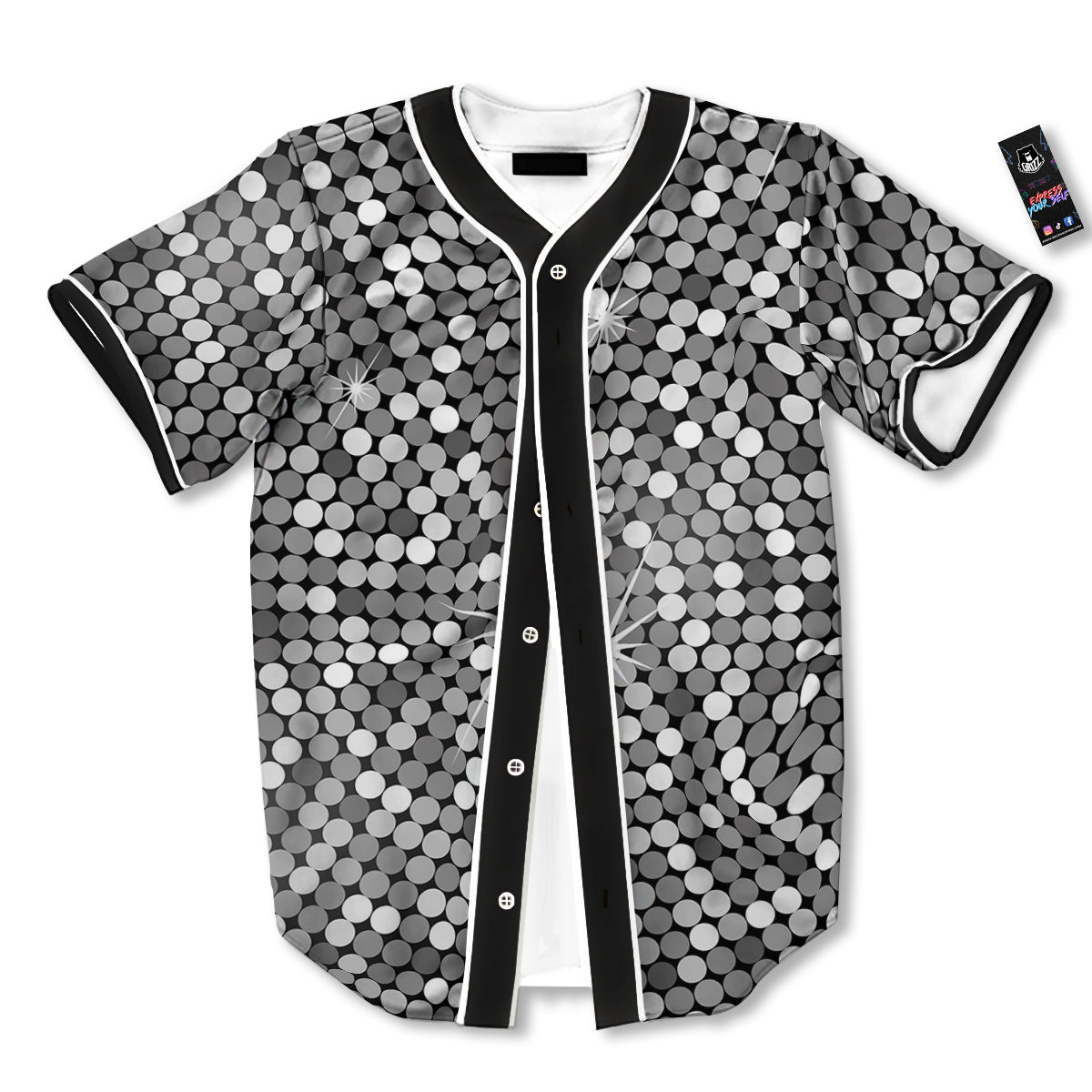 Disco Ball Texture Print Baseball Jersey-grizzshop