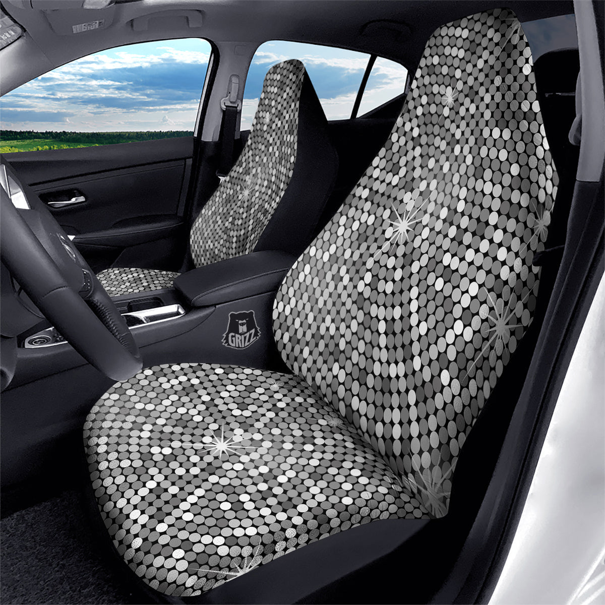 Disco Ball Texture Print Car Seat Covers-grizzshop