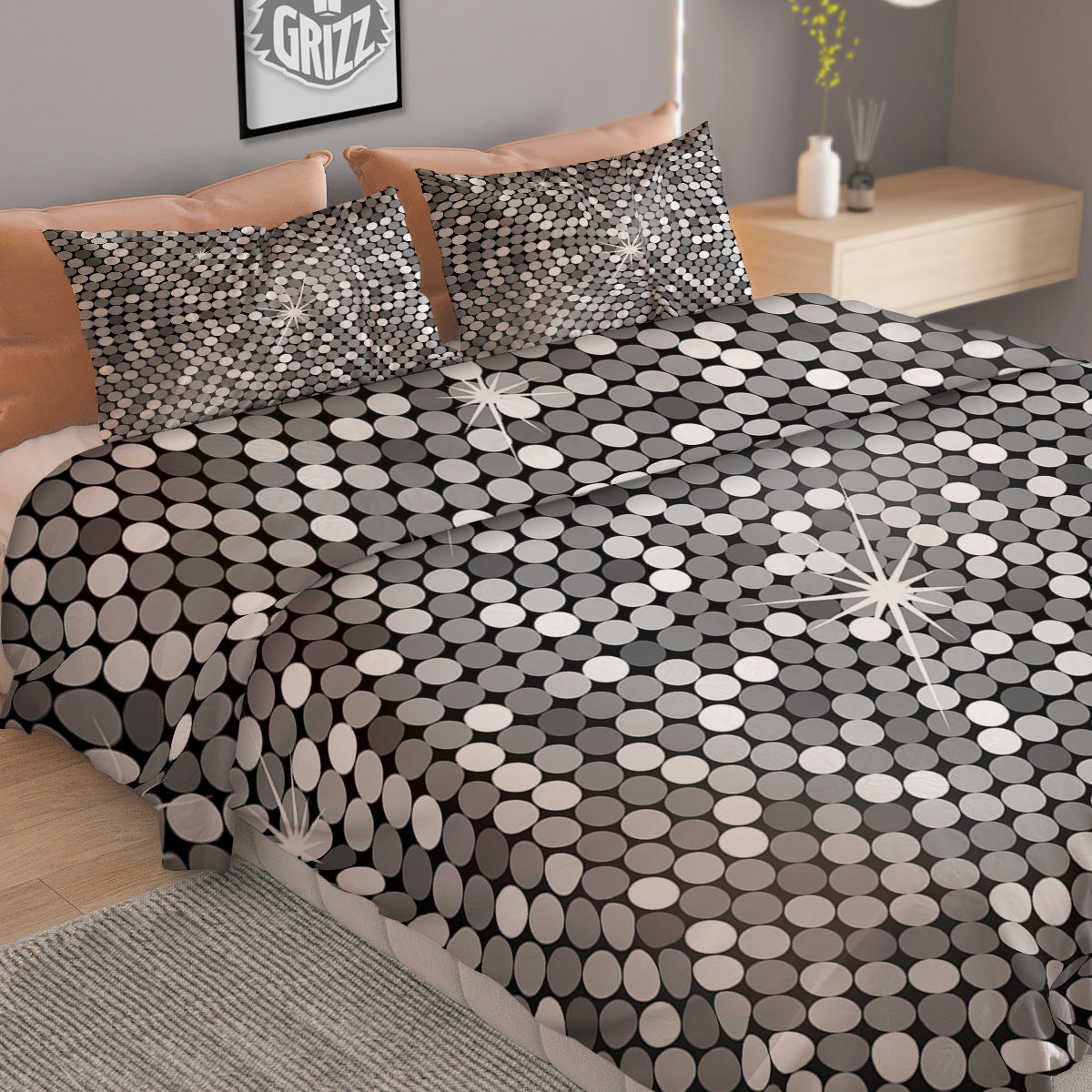 Disco Ball Texture Print Duvet Cover Bedding Set
