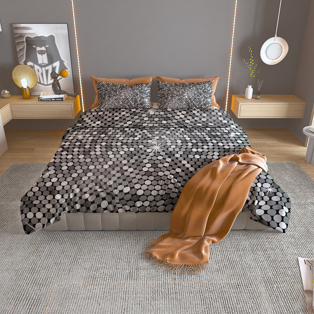 Disco Ball Texture Print Duvet Cover Bedding Set