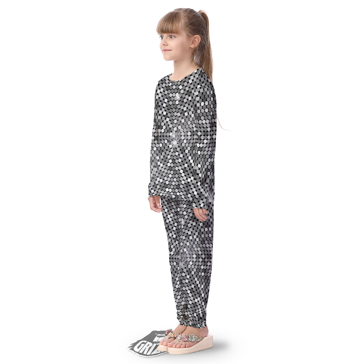 Disco Ball Texture Print Kid's Pajamas-grizzshop