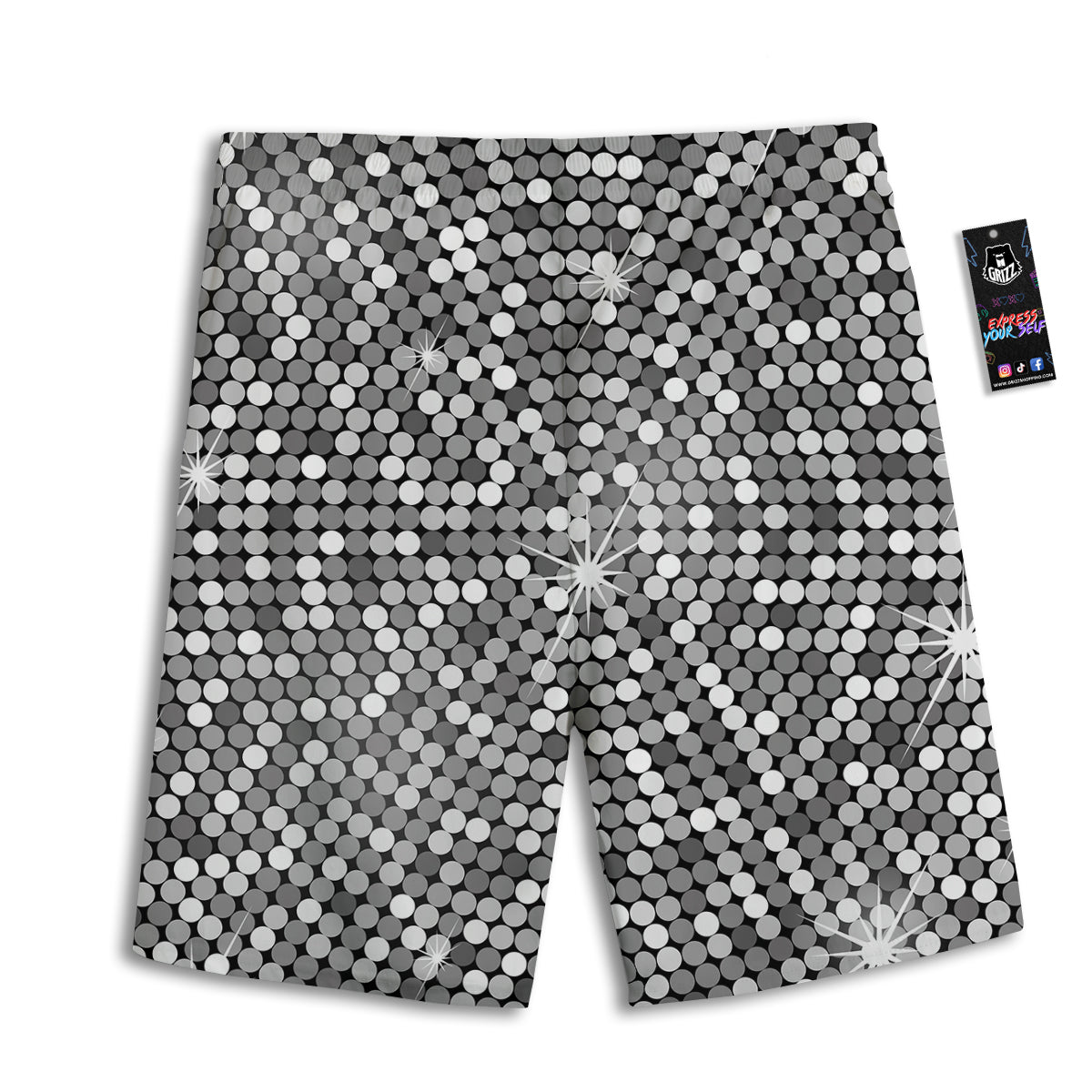 Disco Ball Texture Print Men's Athletic Shorts