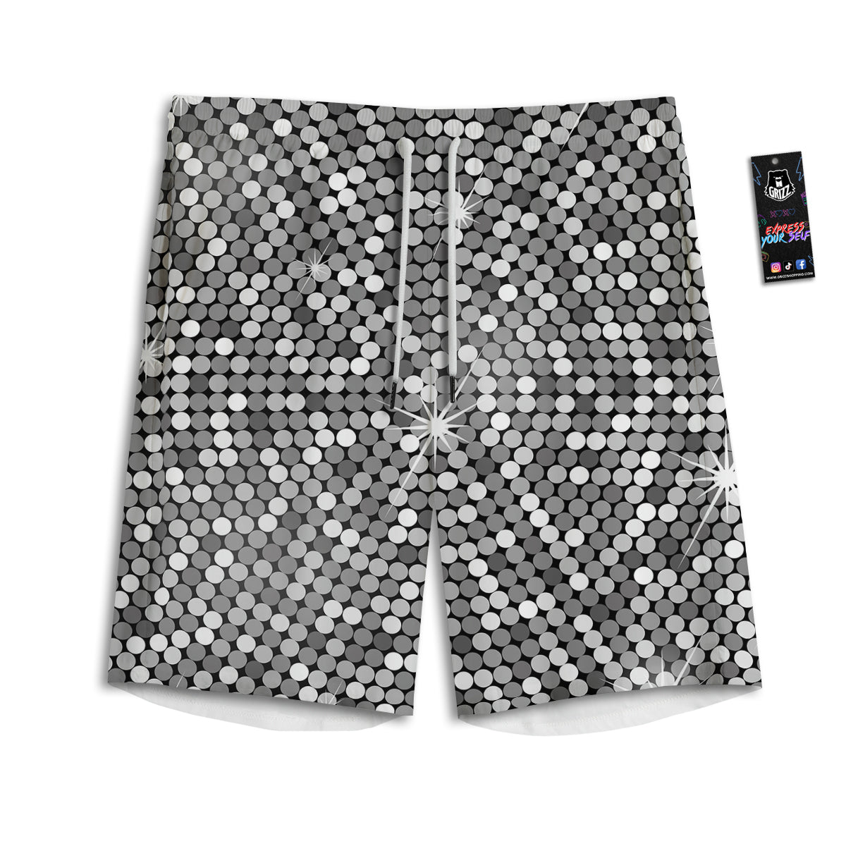 Disco Ball Texture Print Men's Athletic Shorts