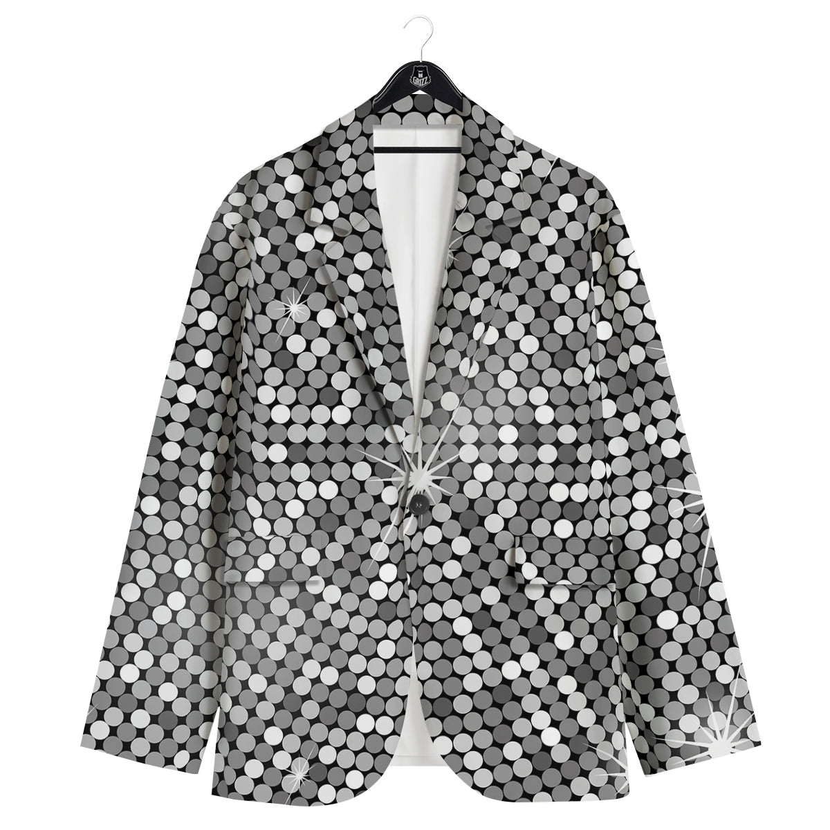 Disco Ball Texture Print Men's Sport Coat-grizzshop