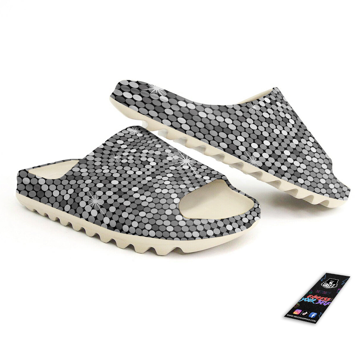 Disco Ball Texture Print Sandals-grizzshop