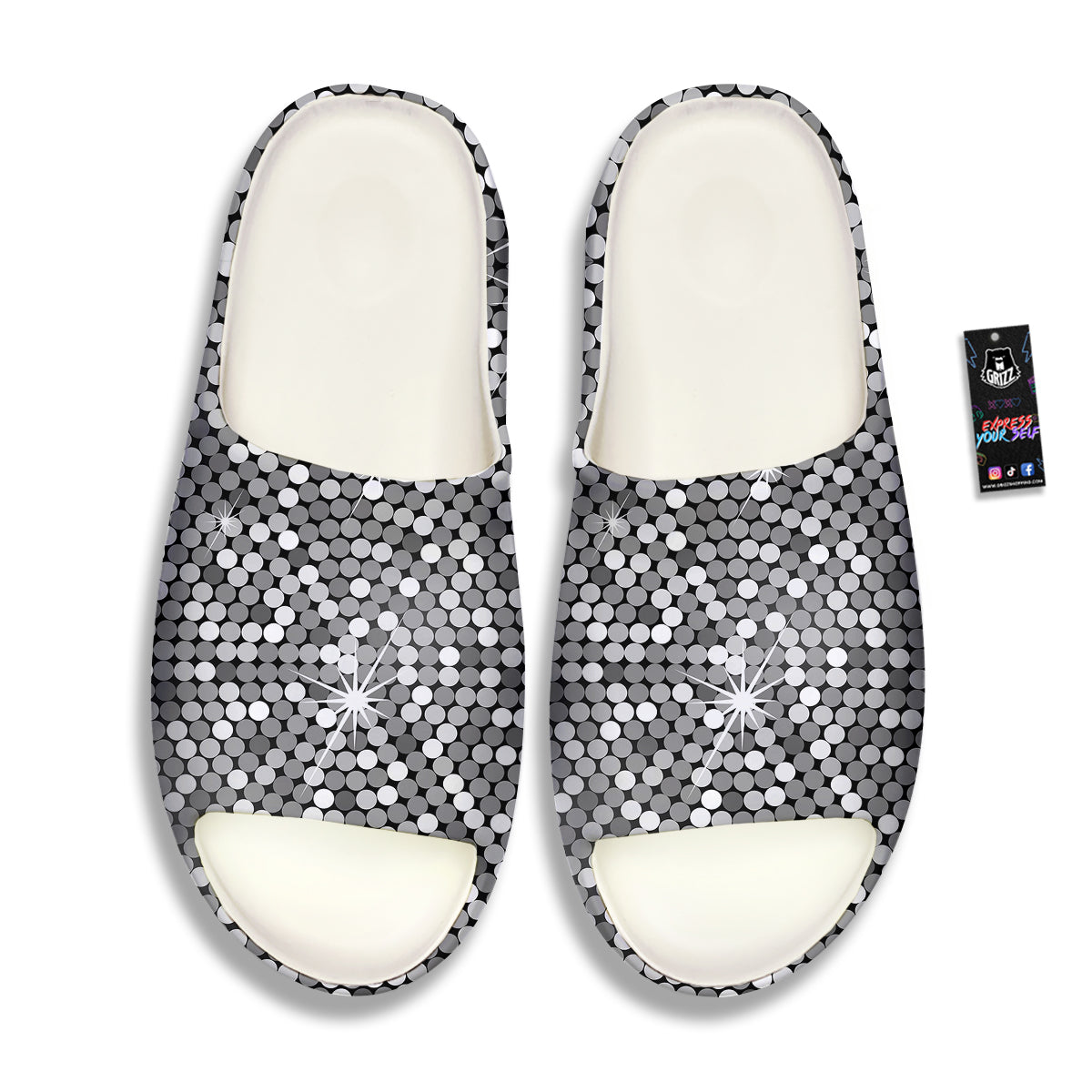 Disco Ball Texture Print Sandals-grizzshop