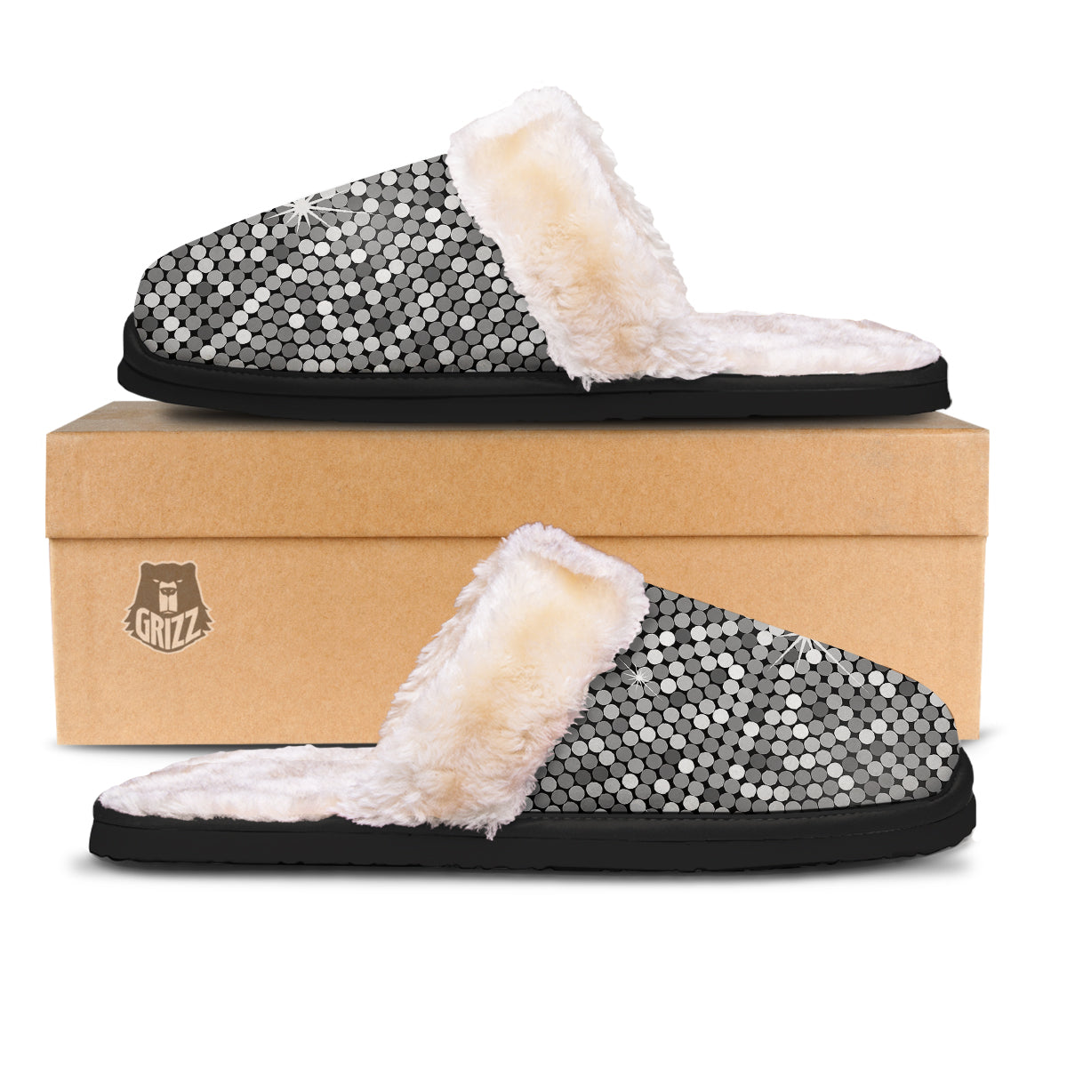 Disco Ball Texture Print Slippers-grizzshop