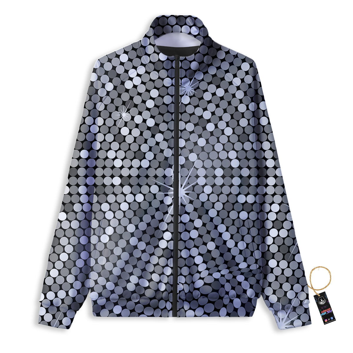 Disco Ball Texture Print Track Jacket-grizzshop